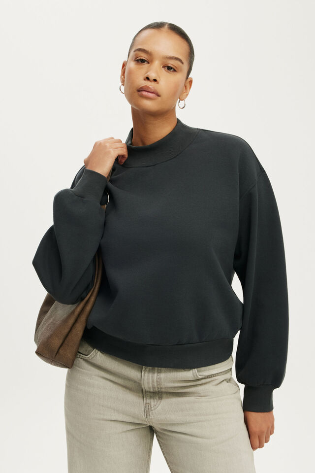 Mock Neck Sweatshirt, SHADOWSTONE