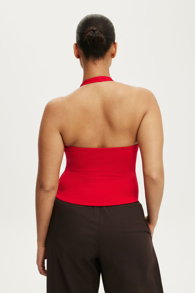All Day V Neck Halter, RED PETAL