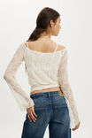 Sofia Lace Long Sleeve Top, SAND WHITE LACE - example image 3