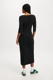 Bella 3/4 Sleeve Maxi Dress, BLACK - alternate image 3