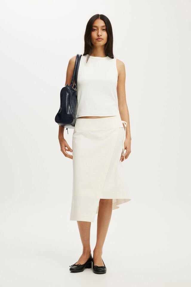 Lexi Utility Wrap Midi Skirt, CREME FRAICHE