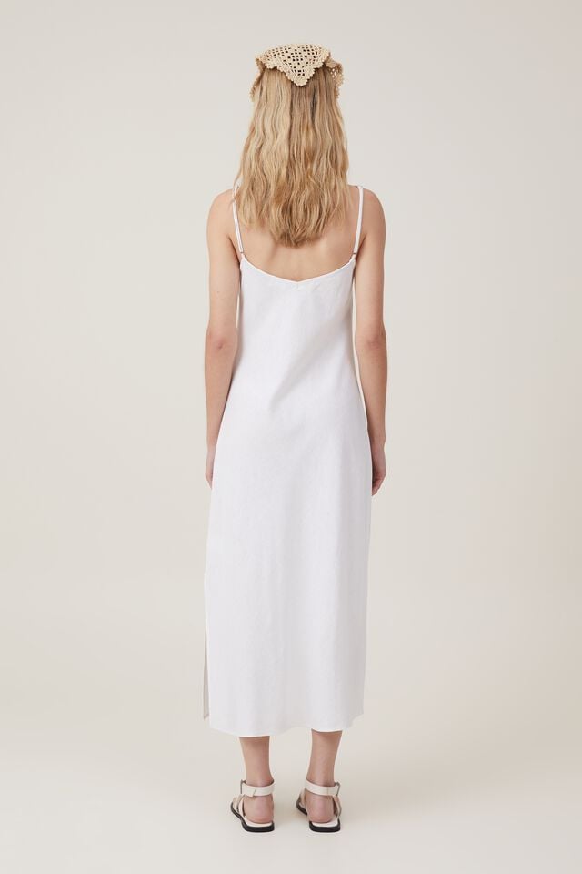 Haven Slip Midi Dress, WHITE