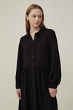 Petite Shirt Maxi Dress, BLACK - alternate image 2