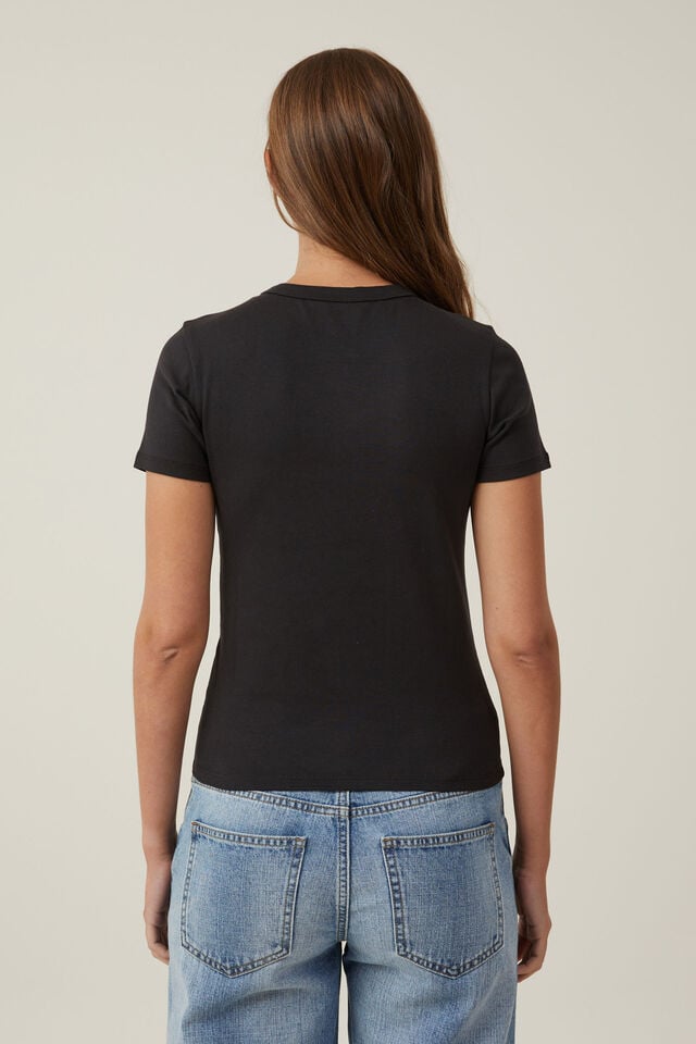 Fitted Rib Graphic Longline Tee, NASHVILLE CITY/ WASHED BLACK