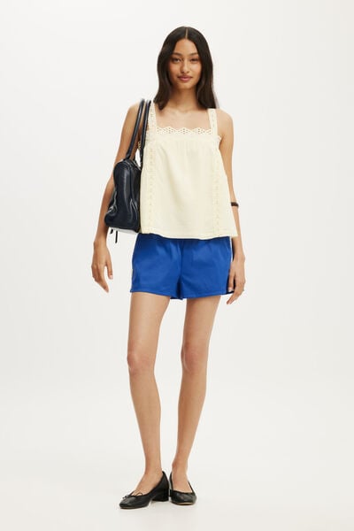 Nyla Woven Sport Short, COBALT/CREME FRAICHE STRIPE