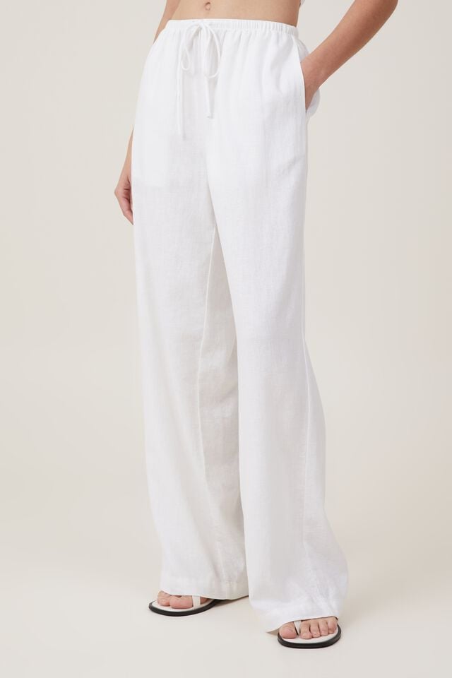 Womens Lounge Pants Cotton Linen Lightweight Wide Leg Pants for
