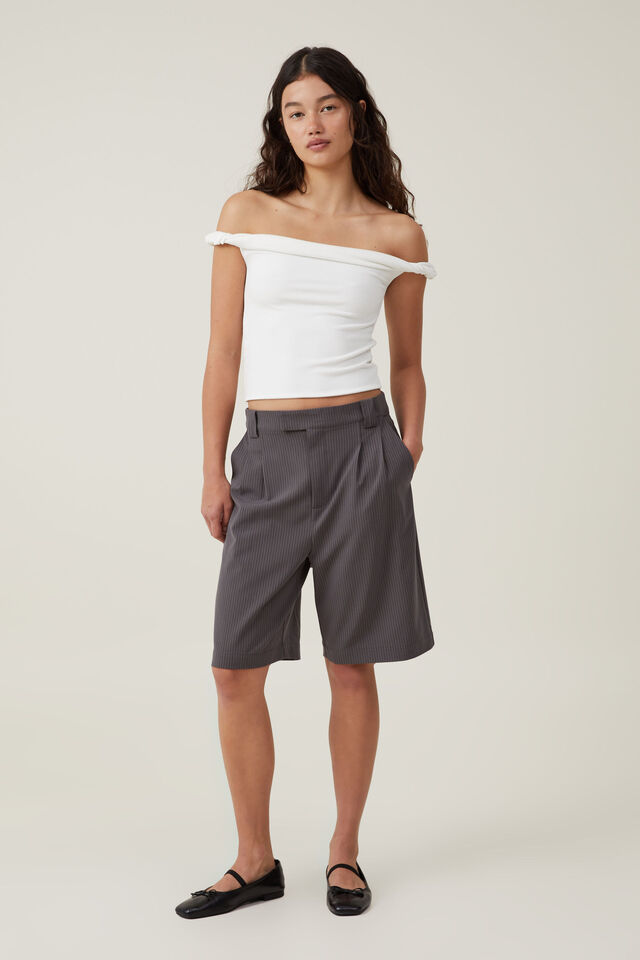 Luis Suiting Short, CHARCOAL PINSTRIPE