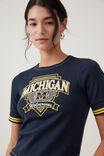 Fitted Longline Lcn Graphic Tee, LCN IMG MICHIGAN CREST/INK NAVY - alternate image 4