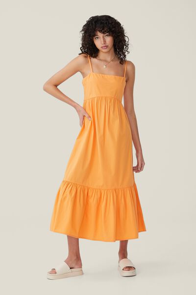 Piper Strappy Midi Dress, SOFT ORANGE