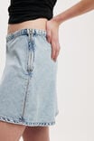 Gigi Denim Mini Skirt, PEARL BLUE - alternate image 4