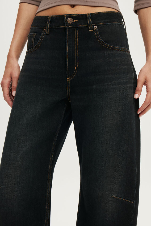 Mid Rise Barrel Jean, DRIFT BLACK