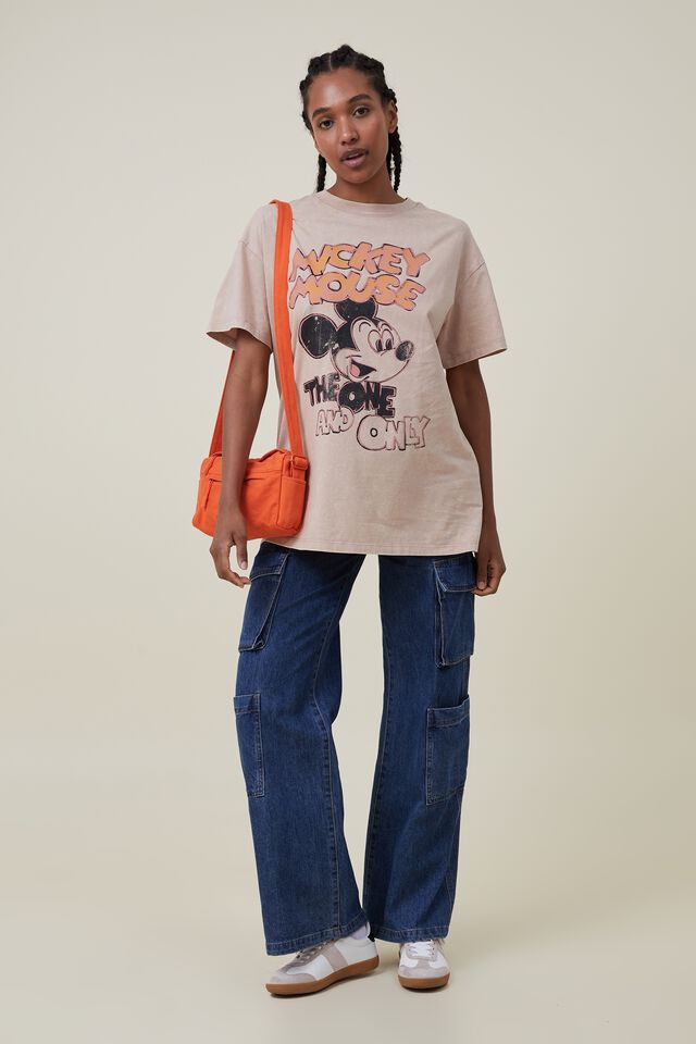 Mickey Oversized Fit Lcn Graphic Tee, LCN DIS MICKEY THE ONE AND ONLY/CHESTNUT