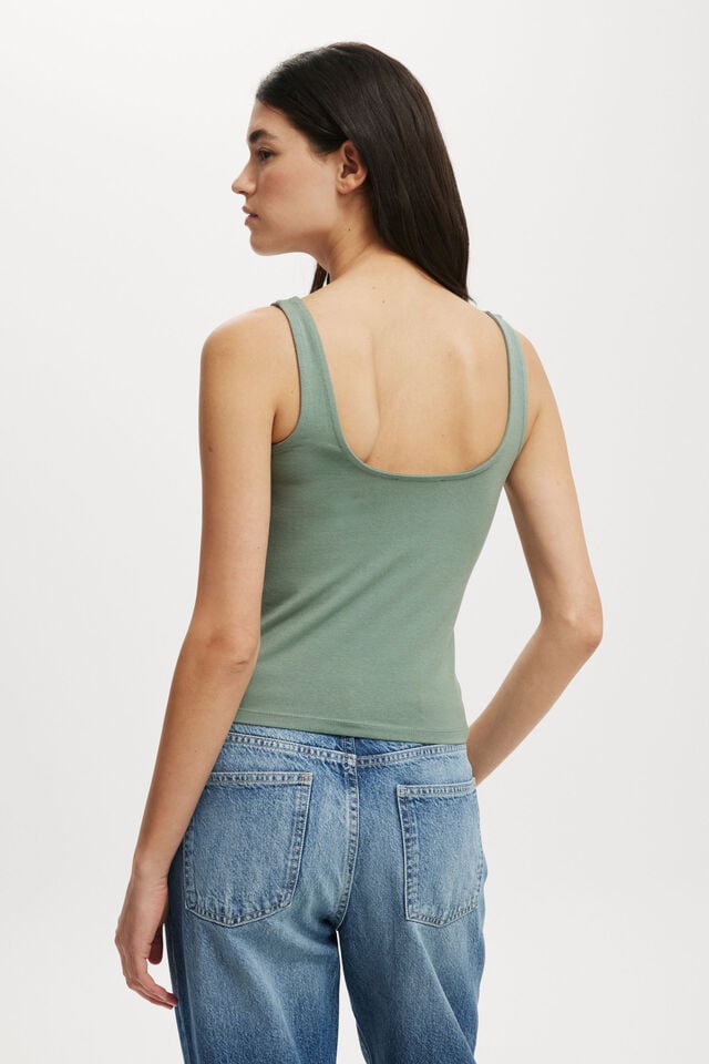 All Day Square Neck Tank, JADED GREEN
