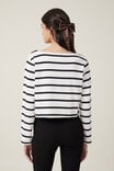 Jordyn Boat Neck Chopped Long Sleeve Top, RYAN STRIPE NATURAL WHITE/BLACK - alternate image 3