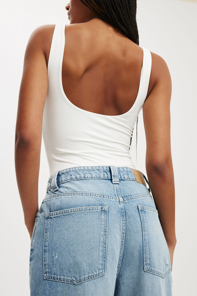 Cleo Scoop Neck Low Back Bodysuit, VINTAGE WHITE