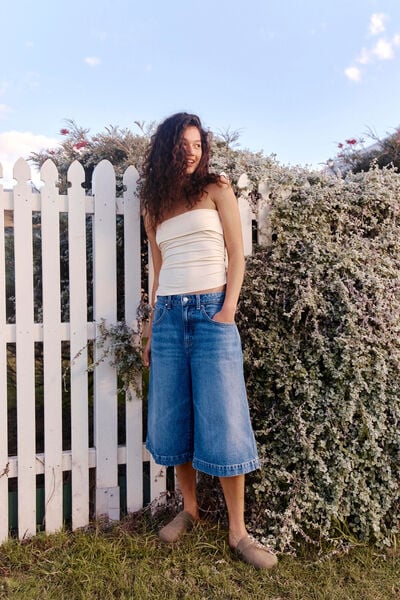 90 S Baggy Denim Jort, BLUE DUSK