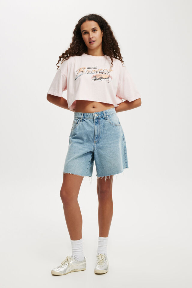 The Oversized Chopped Lcn Tee, LCN FORD BRONCO LIVE FAST LIVE FREE/SOFT PINK