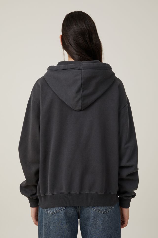 Classic Washed Zip-Through Hoodie, WASHED BLACK