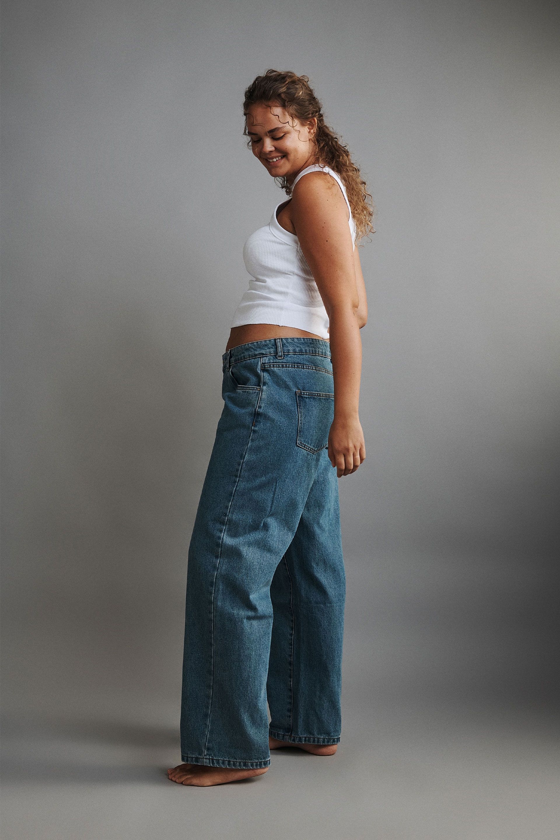 Billie Jeans - High Waisted Cotton Distressed Mom Denim Jeans in Mid Blue  Wash | Showpo USA