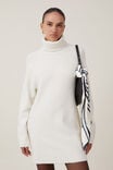 Lux Roll Neck Knit Mini Dress, WHITE - alternate image 1