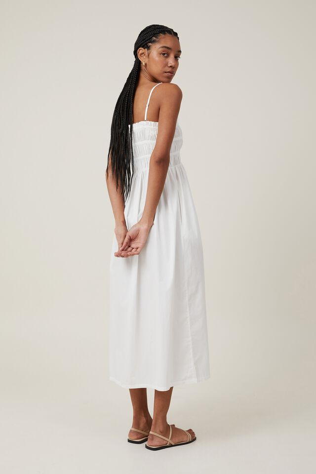 Lexi Shirred Maxi Dress, WHITE