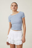 Camiseta - Heidi Picot Trim Short Sleeve Top, CLOUDY BLUE - vista alternativa 1