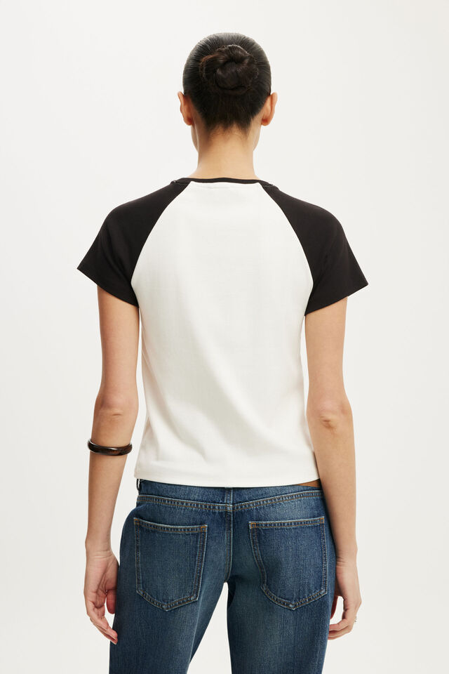 90S Baby Tee, VINTAGE WHITE/BLACK RAGLAN