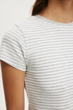 90S Baby Tee, MADI STRIPE GREY MARLE/WHITE - example image 4