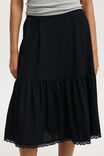 Sloane Tiered Midi Skirt, BLACK - alternate image 3