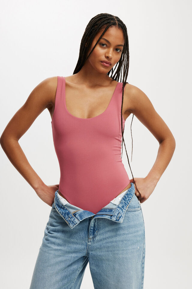 Cleo Scoop Neck Low Back Bodysuit, SUGAR PLUM