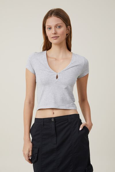 Camiseta - Belle Short Sleeve Top, GREY MARLE