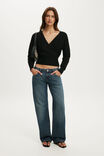 Softest Luxe Mock Wrap Knit, BLACK - example image 2