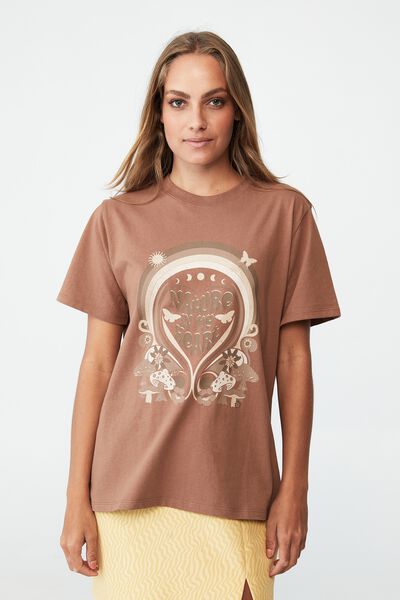 Regular Fit Graphic Tee, NATURE IN MY HEART/COCOA BEAN