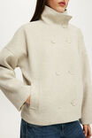 Funnel Neck Coat, OATMEAL - example image 3