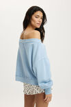 Off Shoulder Sweatshirt, WASHED DUCK EGG BLUE - example image 3