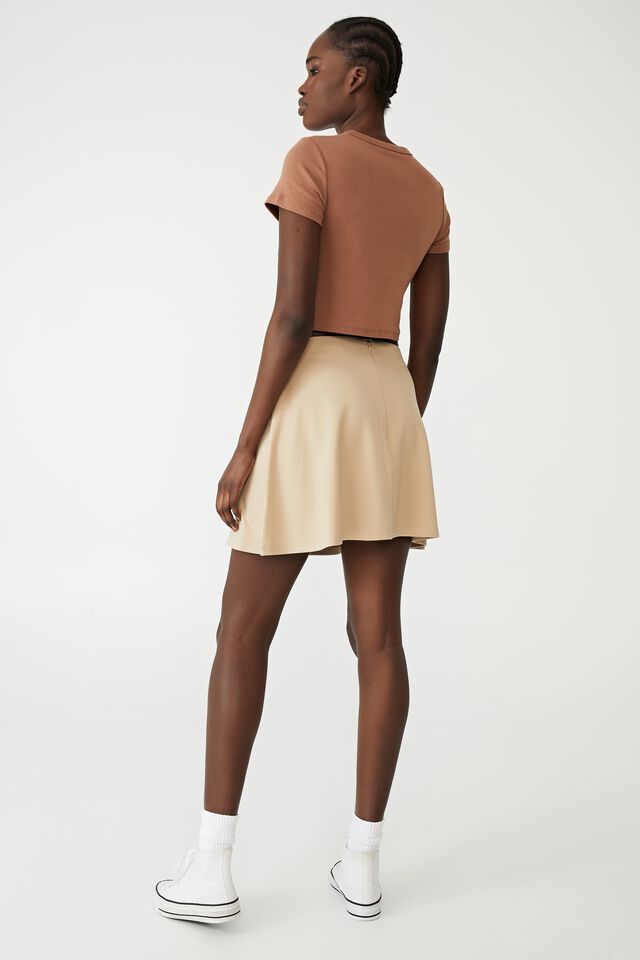 Petite Tilly Fit And Flare Ponte Skirt, LINEN TAUPE