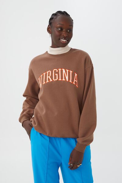 Classic Graphic Crew Sweatshirt, VIRGINIA/LIGHT BROWN