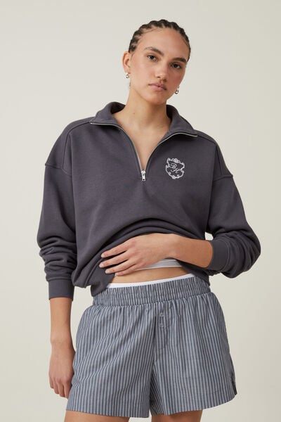Classic Fleece Half Zip Sweatshirt, BH/FADED SLATE
