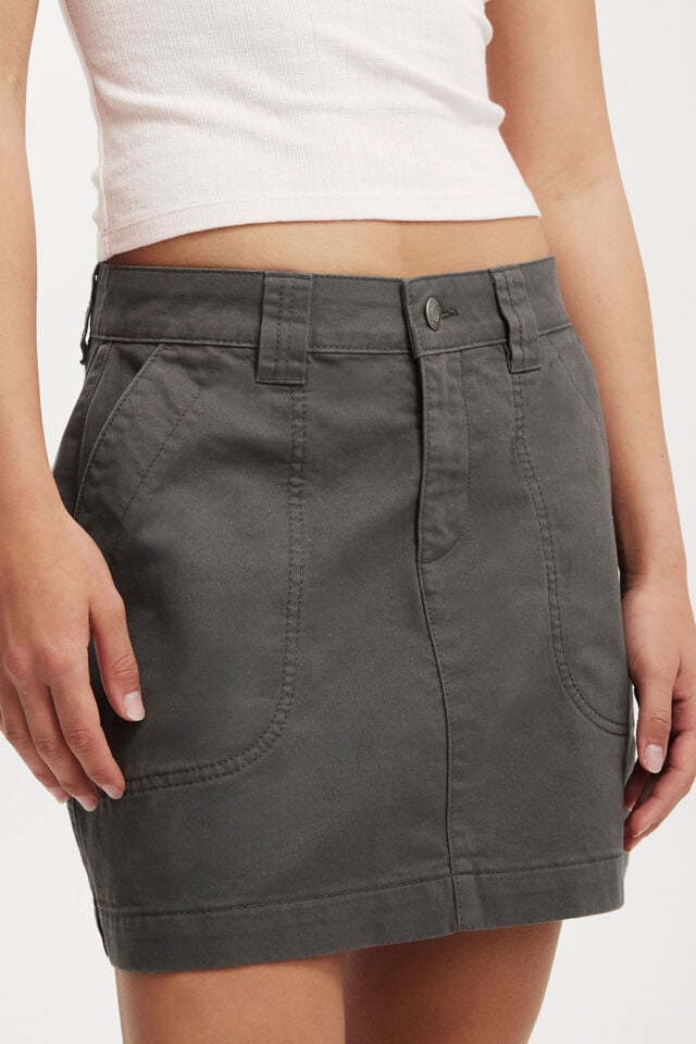 Morgan Utility Chino Mini Skirt, GRAPHITE