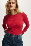 Staple Rib Boat Neck Long Sleeve Top, CRIMSON KISS - alternate image 4