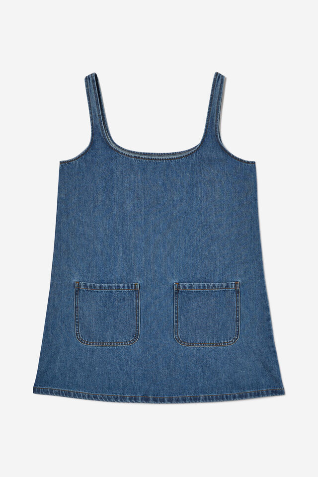 Charlie Denim Mini Dress, SEA BLUE POCKETS