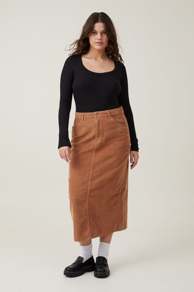 Cord Maxi Skirt, PINECONE