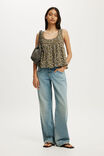 Sunspell Scoop Neck Tank, ELIZABETH DITSY/KHAKI - example image 2