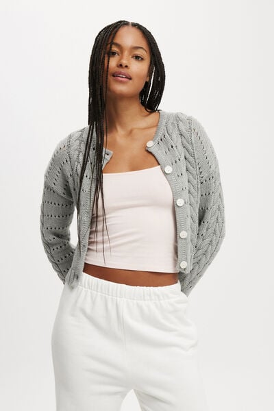 Bow Peep Cardigan, GREY MARLE