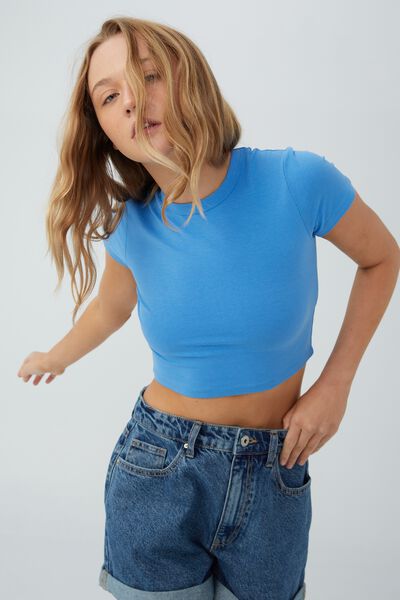 Micro Crop Tee, FORGET ME NOT BLUE
