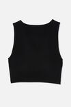 Seamless Andy Twist Front Tank, BLACK