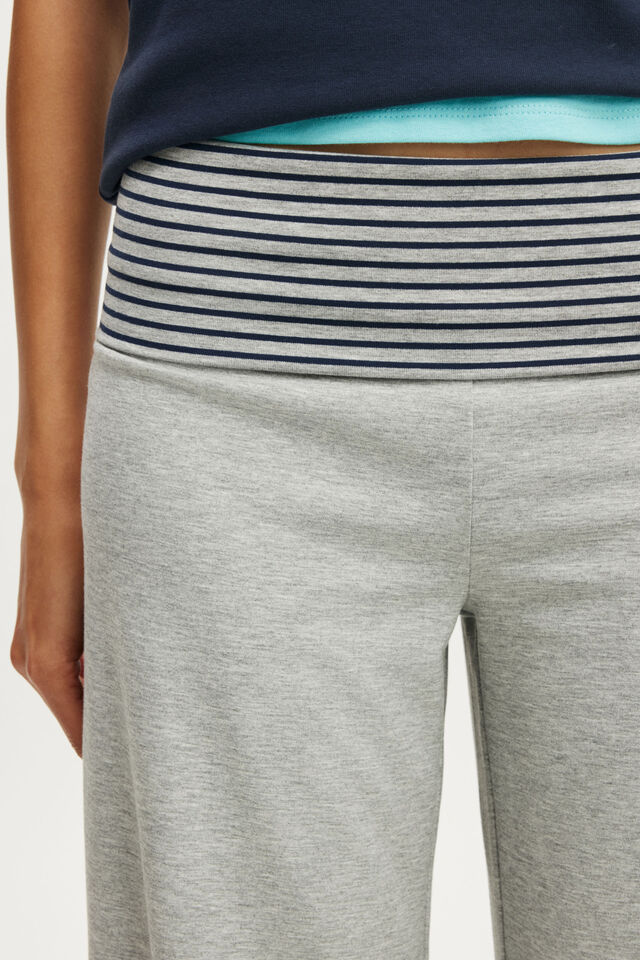 Honey Fold Over Pant, GREY MARLE/STRIPE