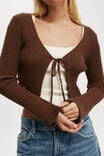 Tie Front Cardigan, PINECONE - alternate image 4