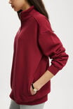 Classic Oversized Half Zip Sweatshirt, CHERRY ROUGE - alternate image 4