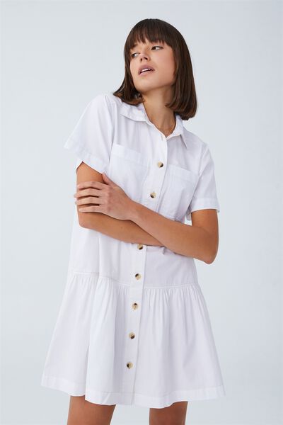 Vestido - Scout Mini Shirt Dress, WHITE